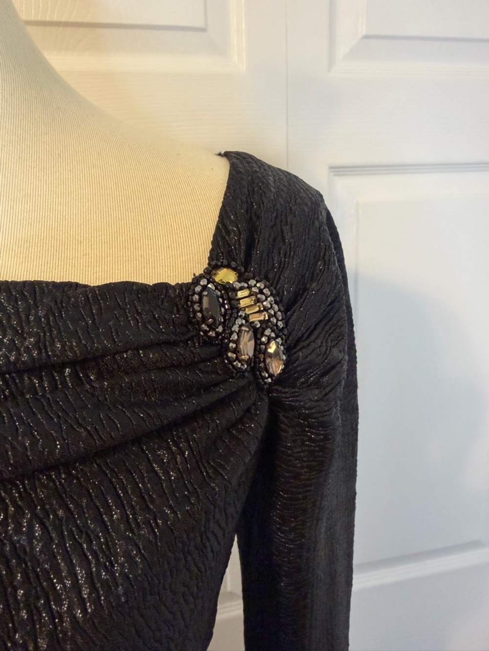 David Meister Metallic Rhinestone Dress - Picture 4 of 11